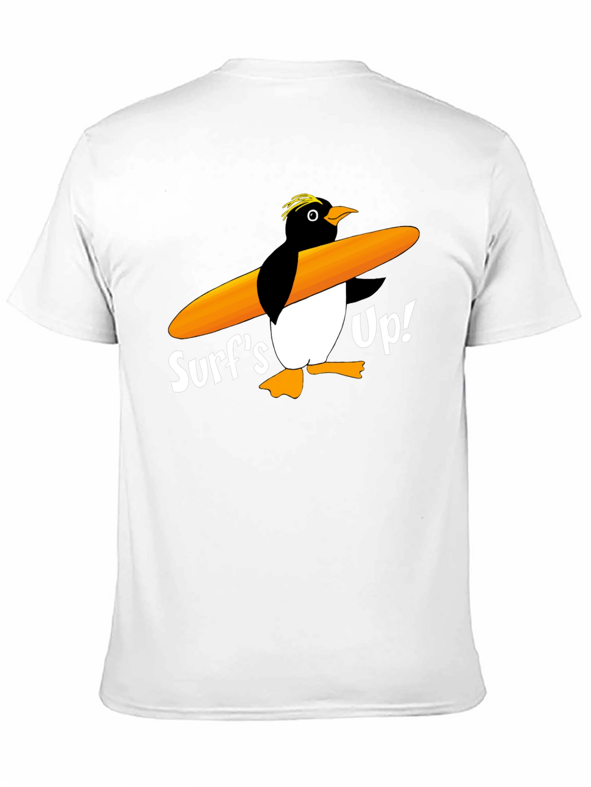 Surfs Up Penguin Graphic Tee - Black Cotton T-Shirt