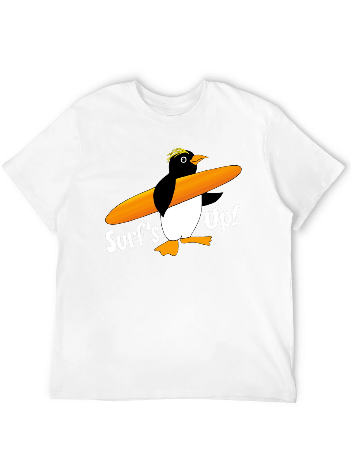 Surfs Up Penguin Graphic Tee - Black Cotton T-Shirt