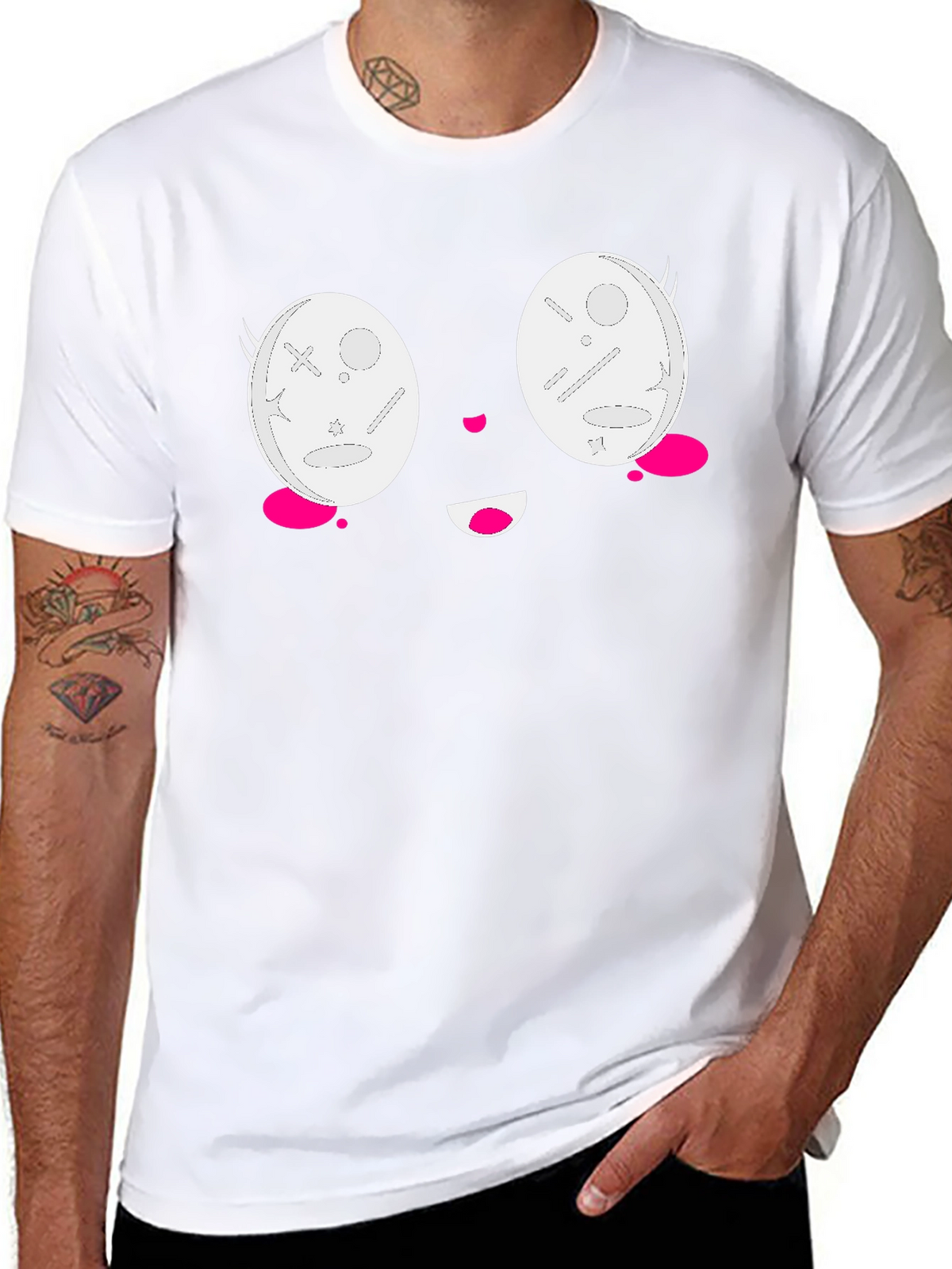 Kawaii Face Black T-Shirt - Anime Style