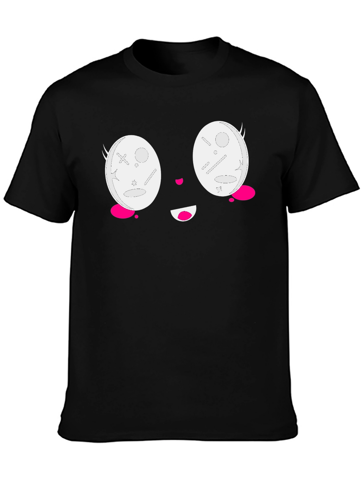 Kawaii Face Black T-Shirt - Anime Style