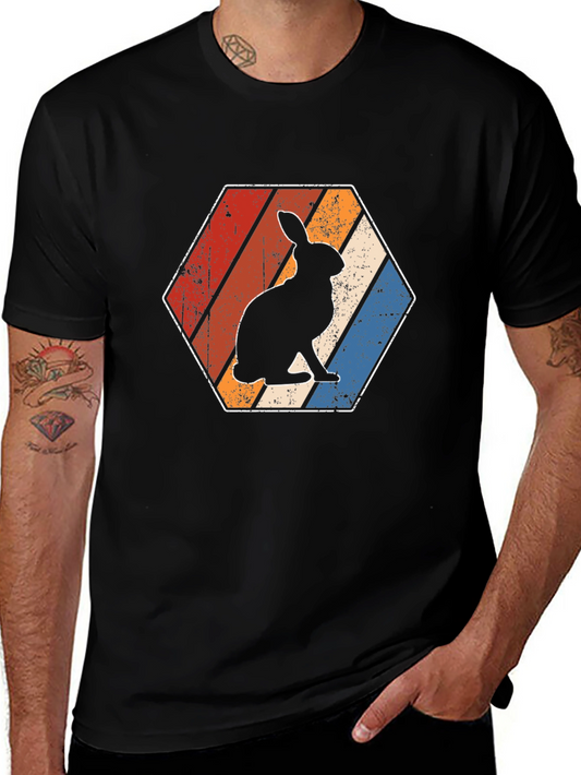 Vintage Rabbit Hexagon T-Shirt - Retro Style
