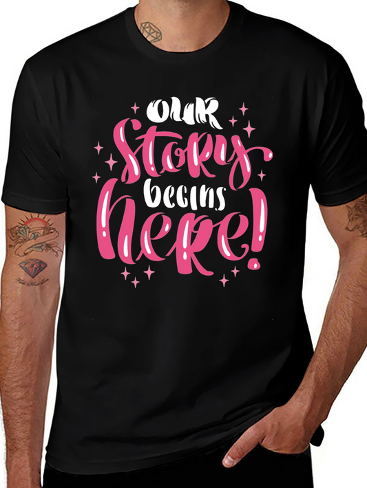 Our Story Begins Here Black Graphic Tee