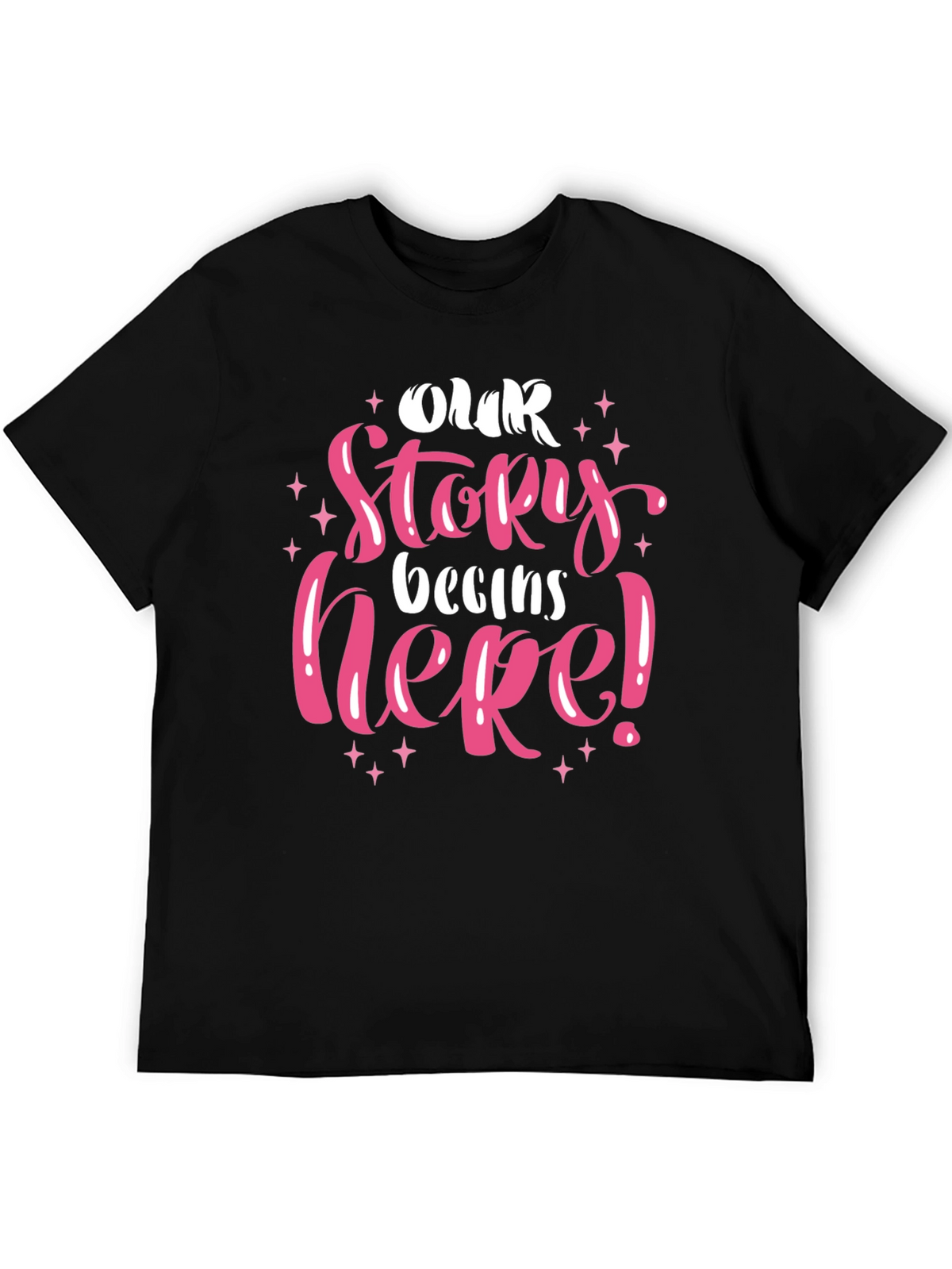 Our Story Begins Here Black Graphic Tee