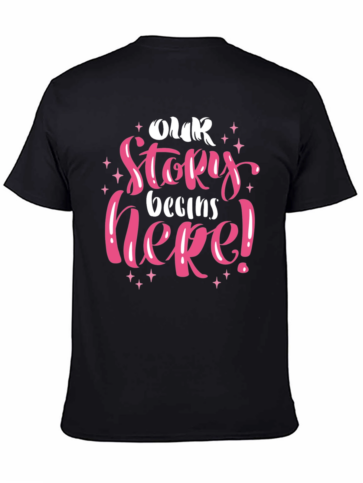 Our Story Begins Here Black Graphic Tee