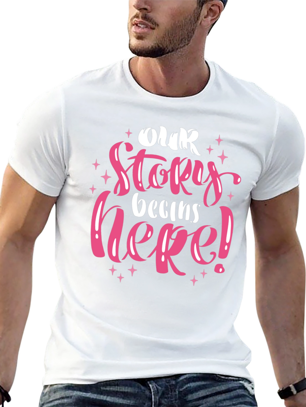 Our Story Begins Here Black Graphic Tee