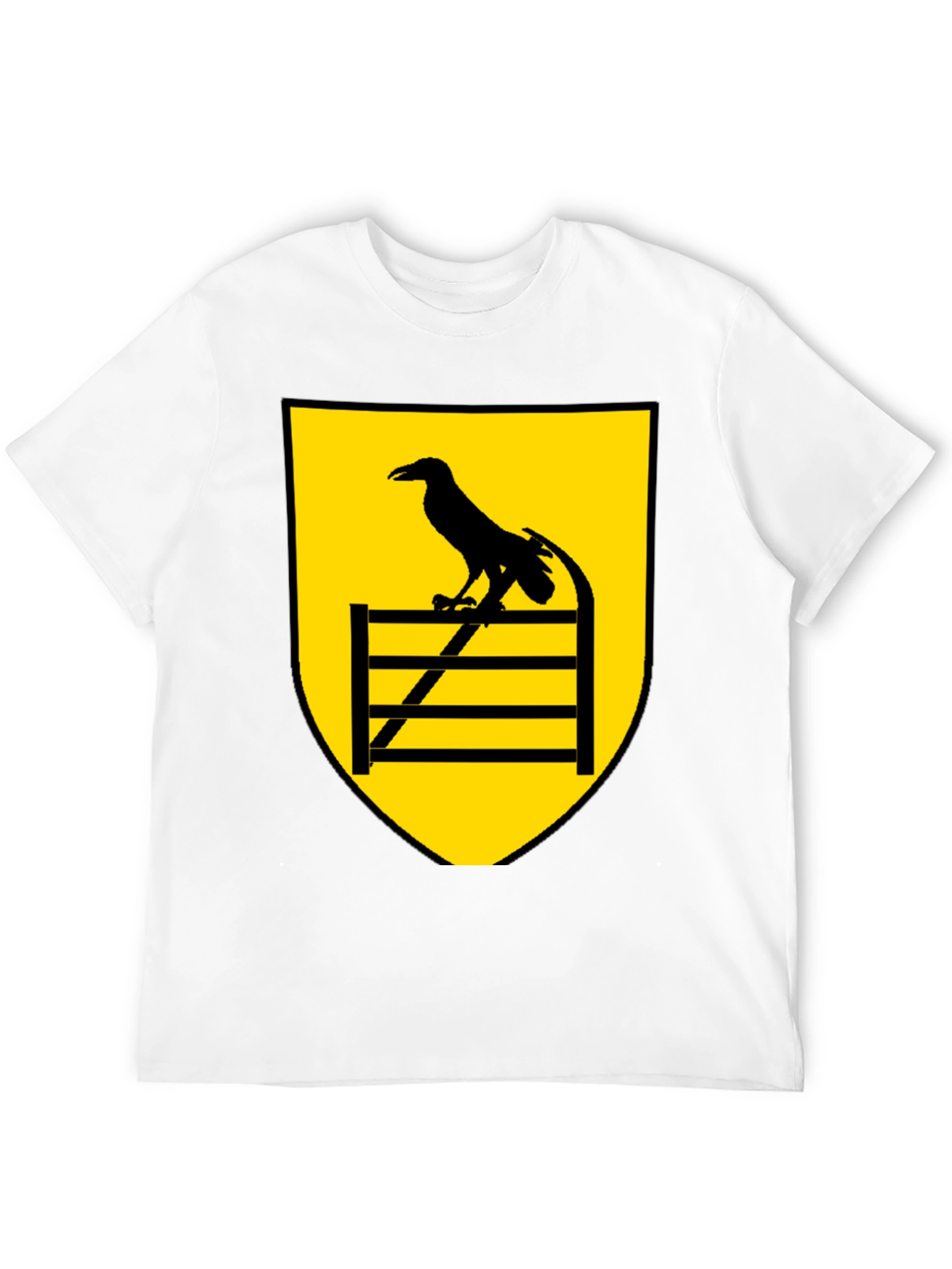 Raven Perched on Fence Black Tee