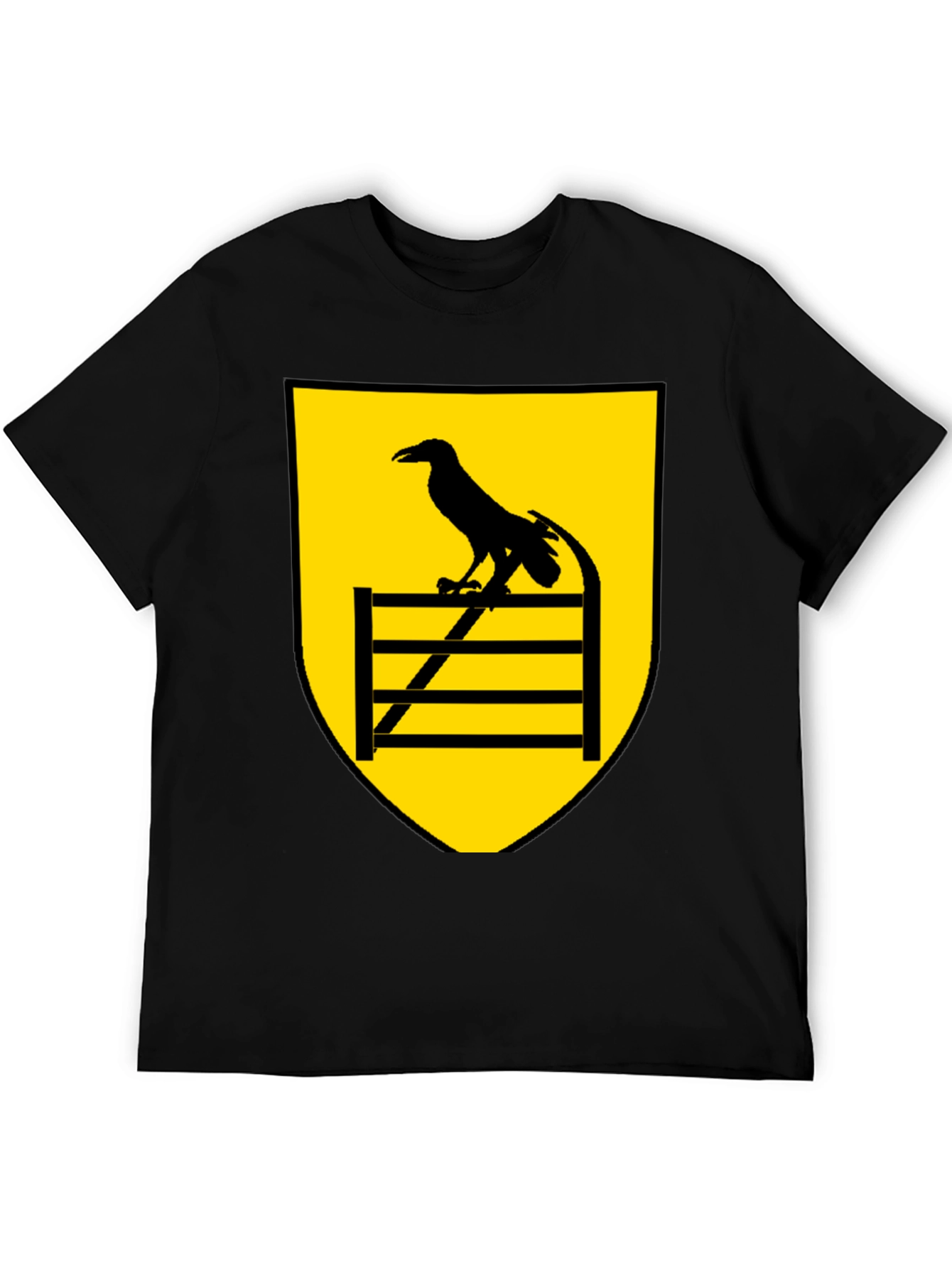Raven Perched on Fence Black Tee