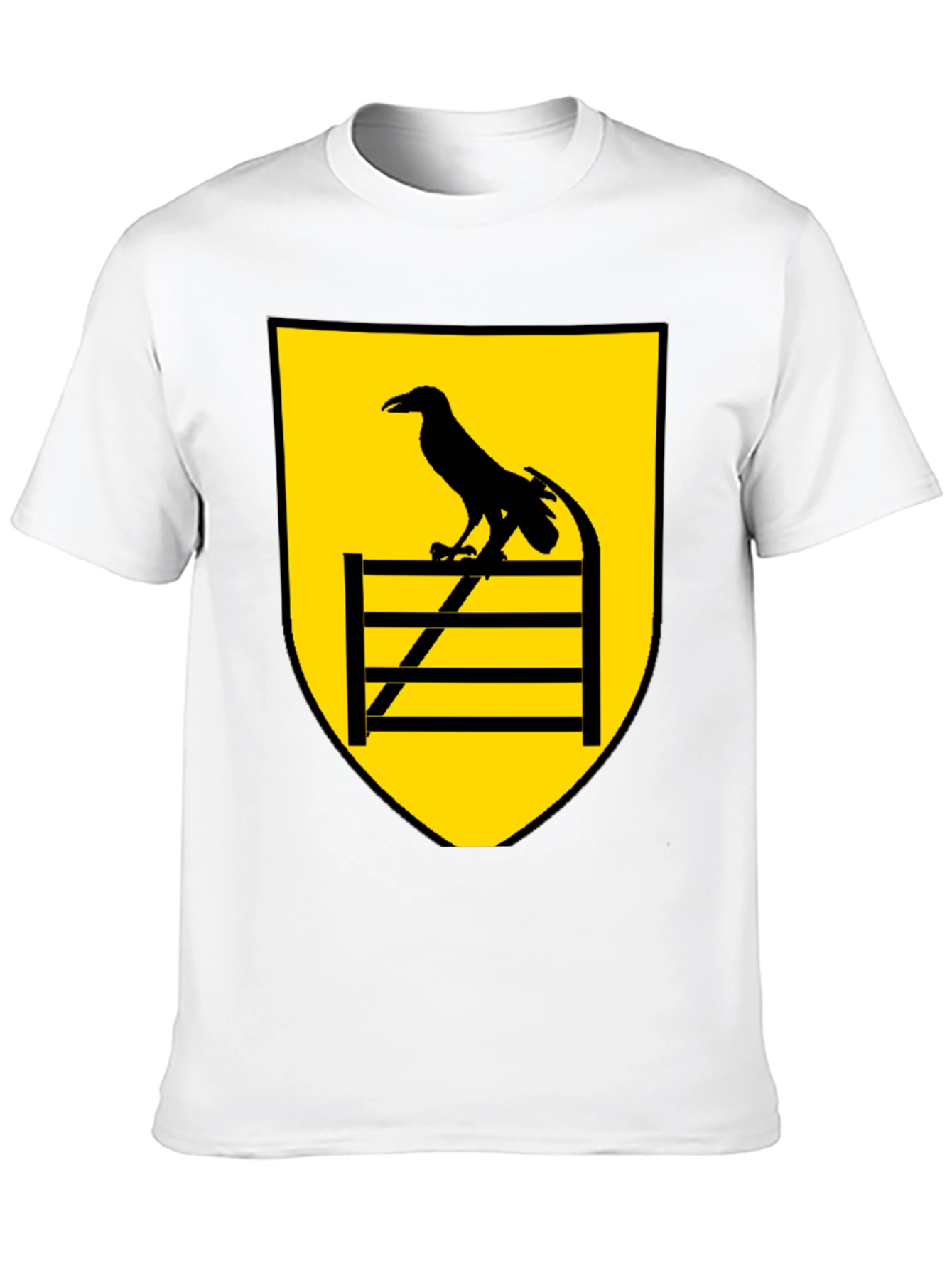 Raven Perched on Fence Black Tee
