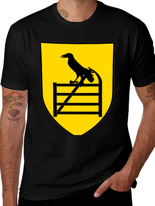 Raven Perched on Fence Black Tee