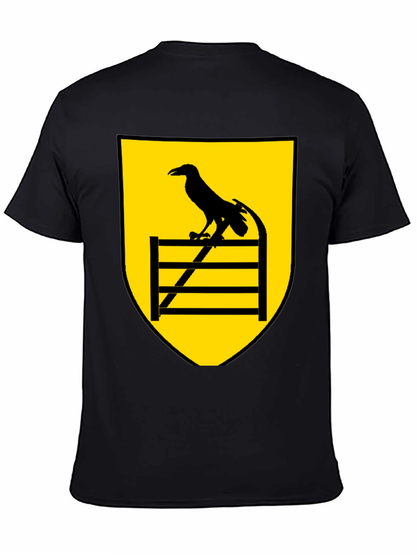 Raven Perched on Fence Black Tee