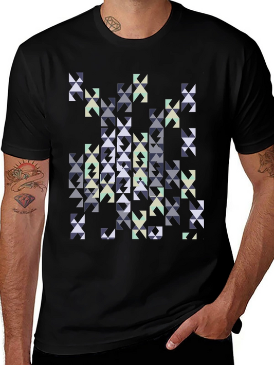 Geometric Triangles Graphic Print Black Tee