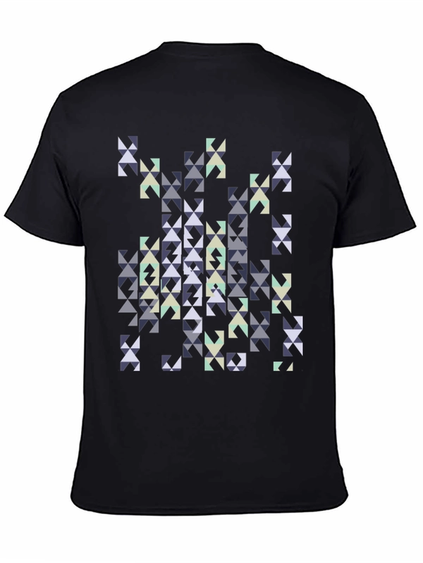 Geometric Triangles Graphic Print Black Tee