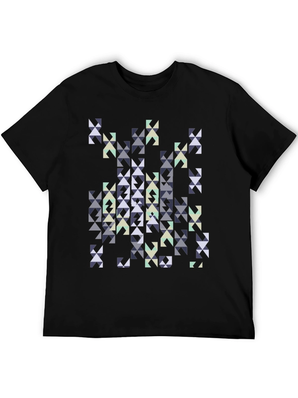 Geometric Triangles Graphic Print Black Tee