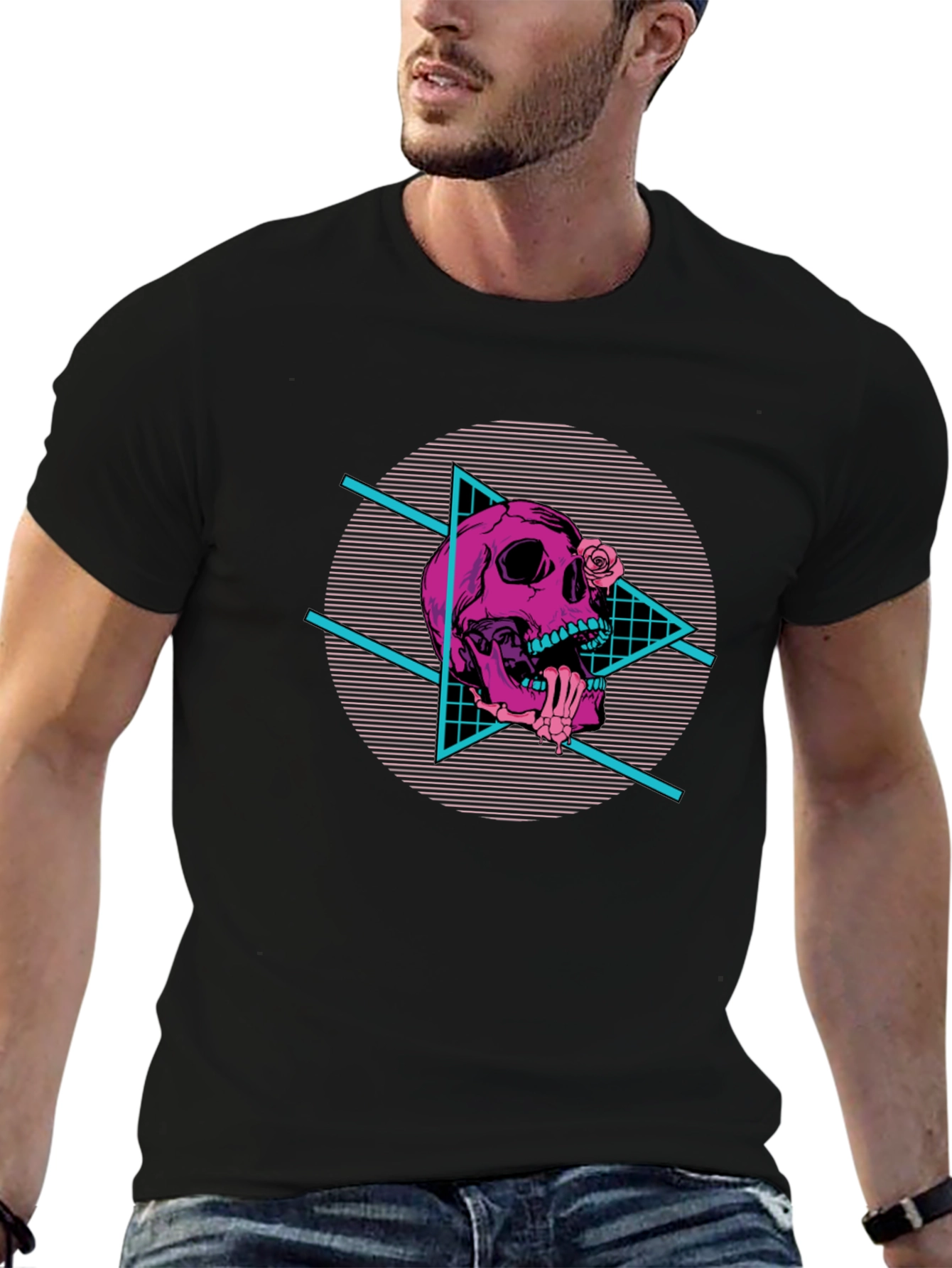 Skull Vaporwave Graphic T-Shirt
