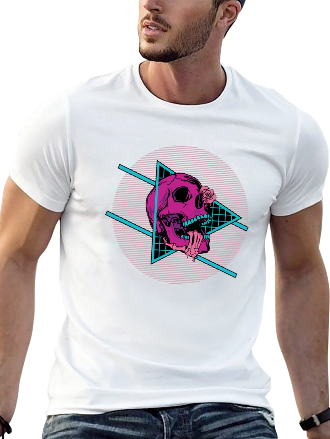 Skull Vaporwave Graphic T-Shirt