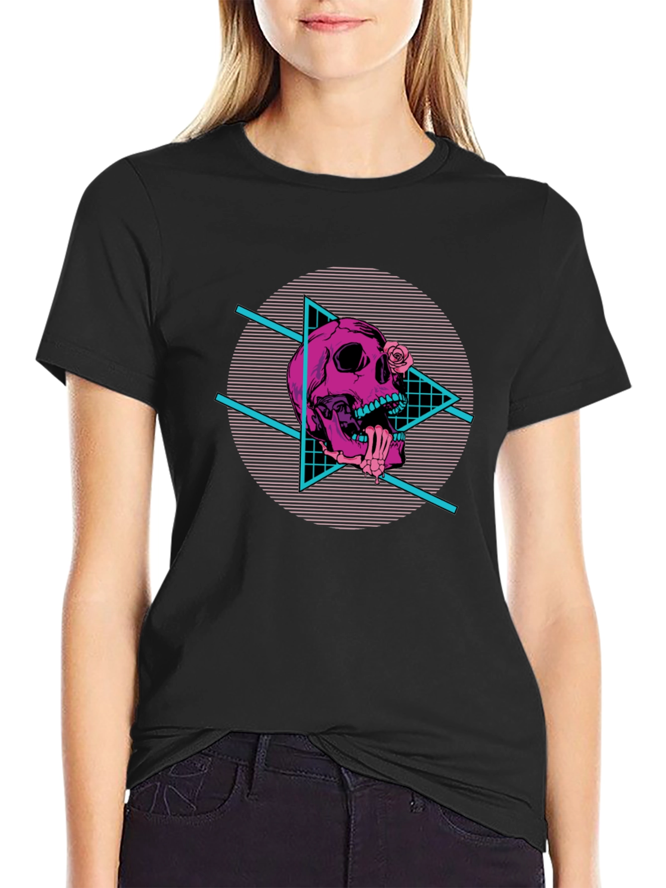 Skull Vaporwave Graphic T-Shirt