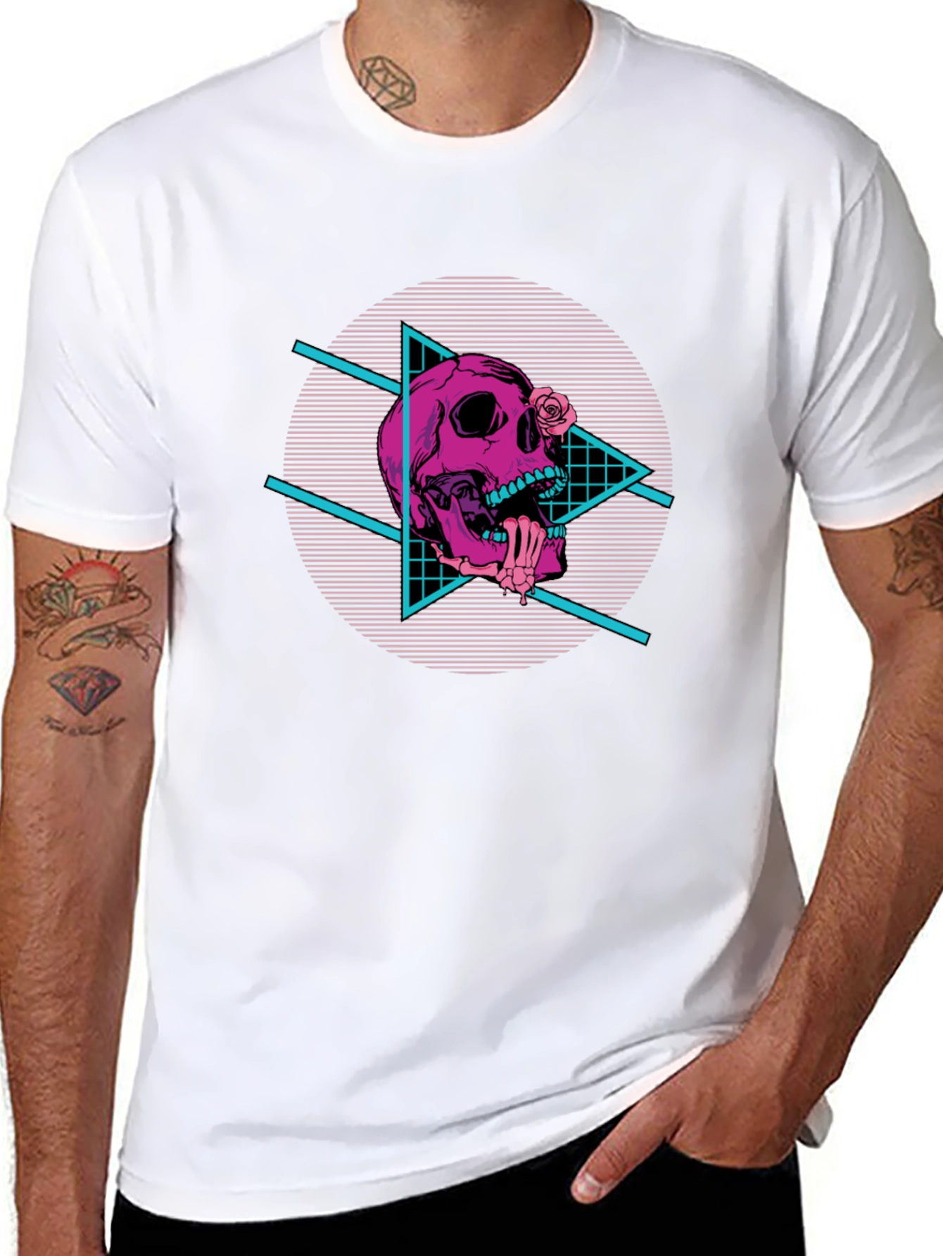Skull Vaporwave Graphic T-Shirt