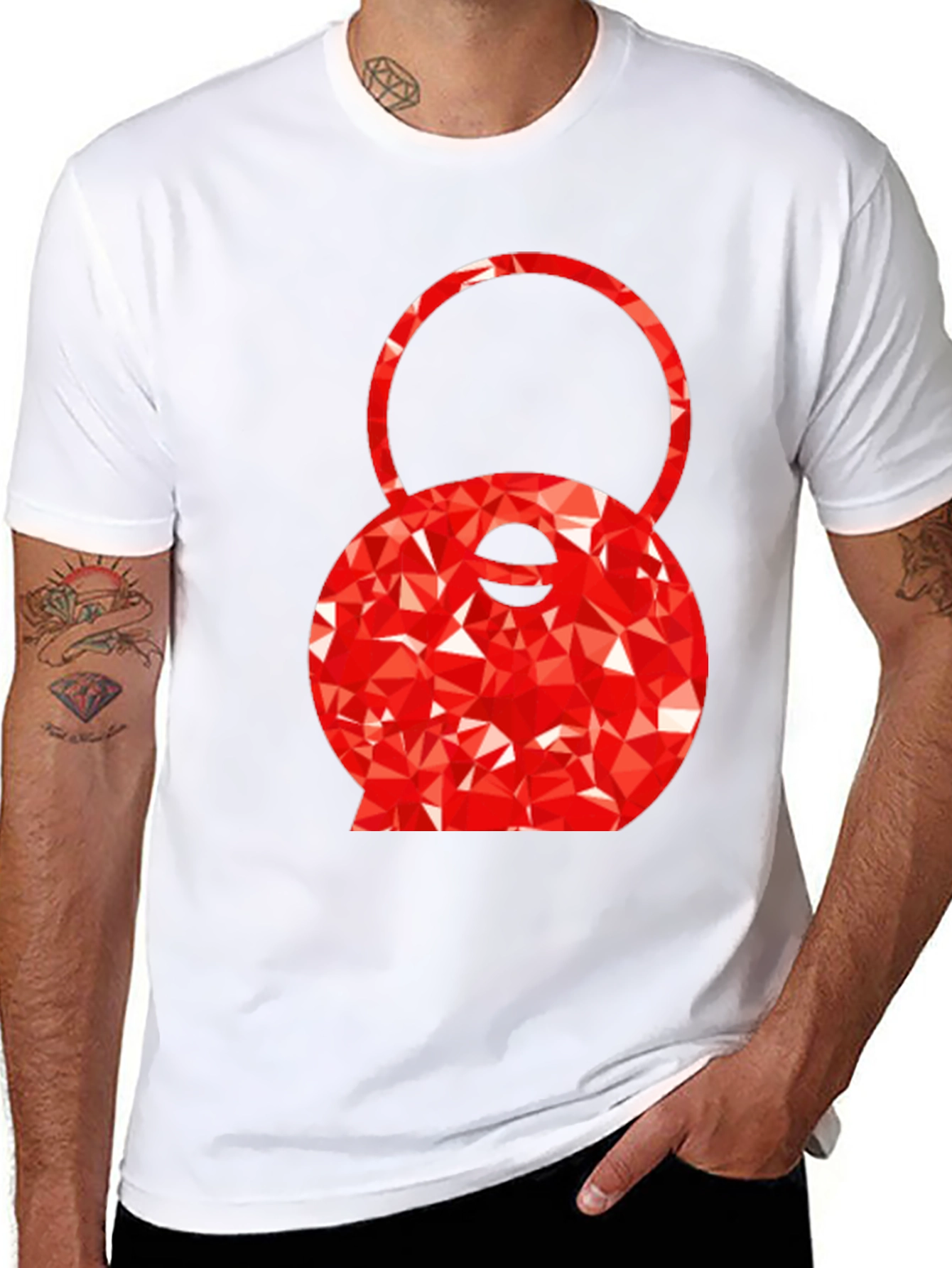 Red Kettlebell Graphic Tee - Black Cotton Blend