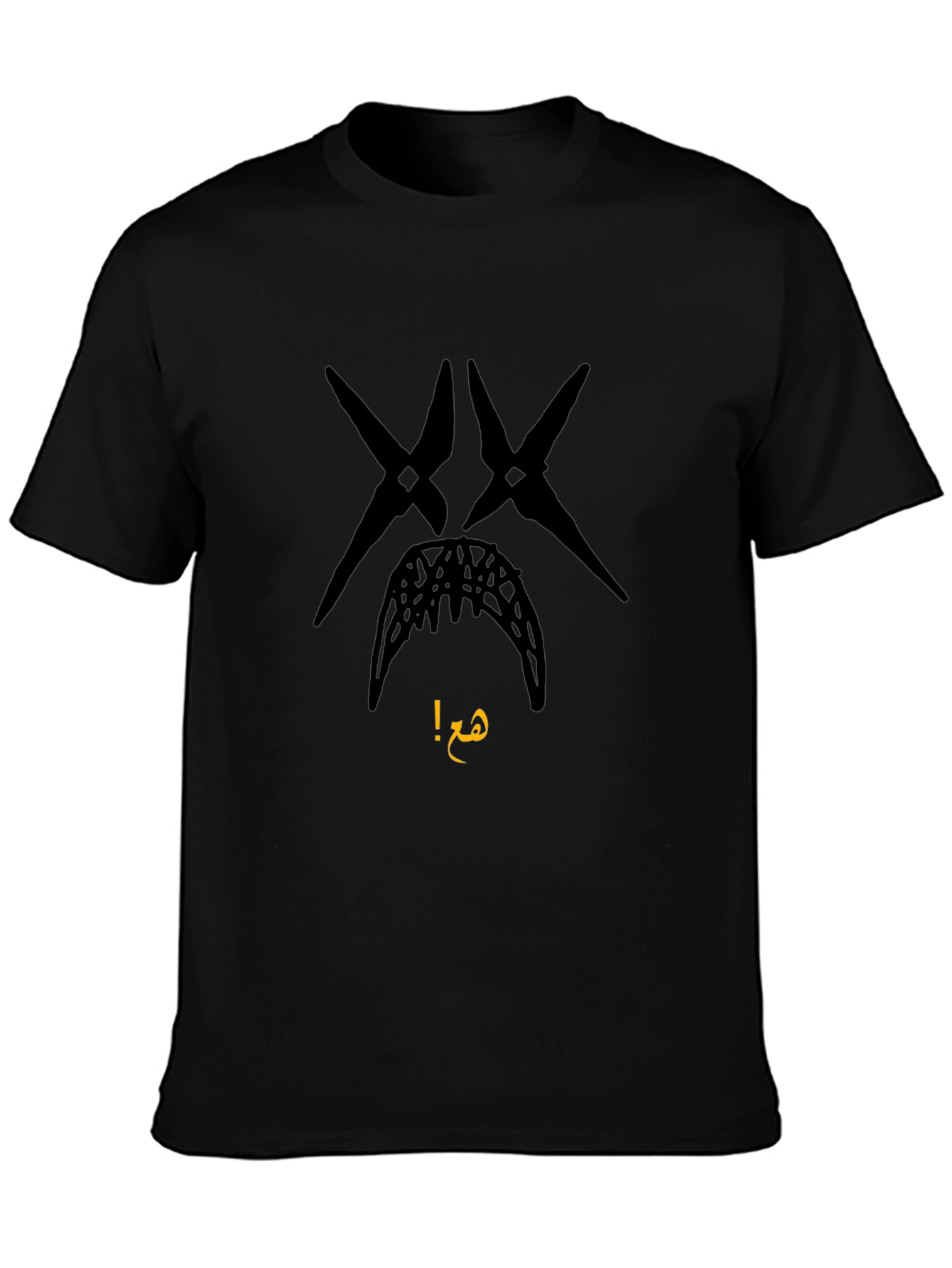 Edgy Graphic Tee - Black Crew Neck Cotton T-Shirt
