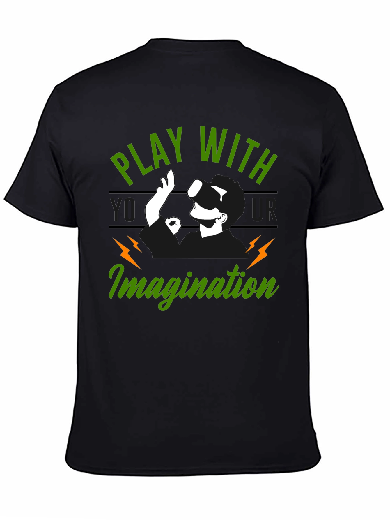 Play With Your Imagination Black Graphic T-Shirt