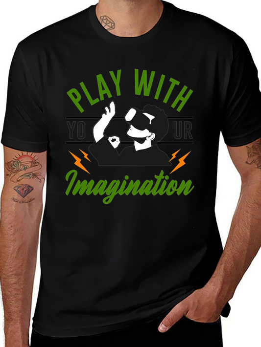 Play With Your Imagination Black Graphic T-Shirt