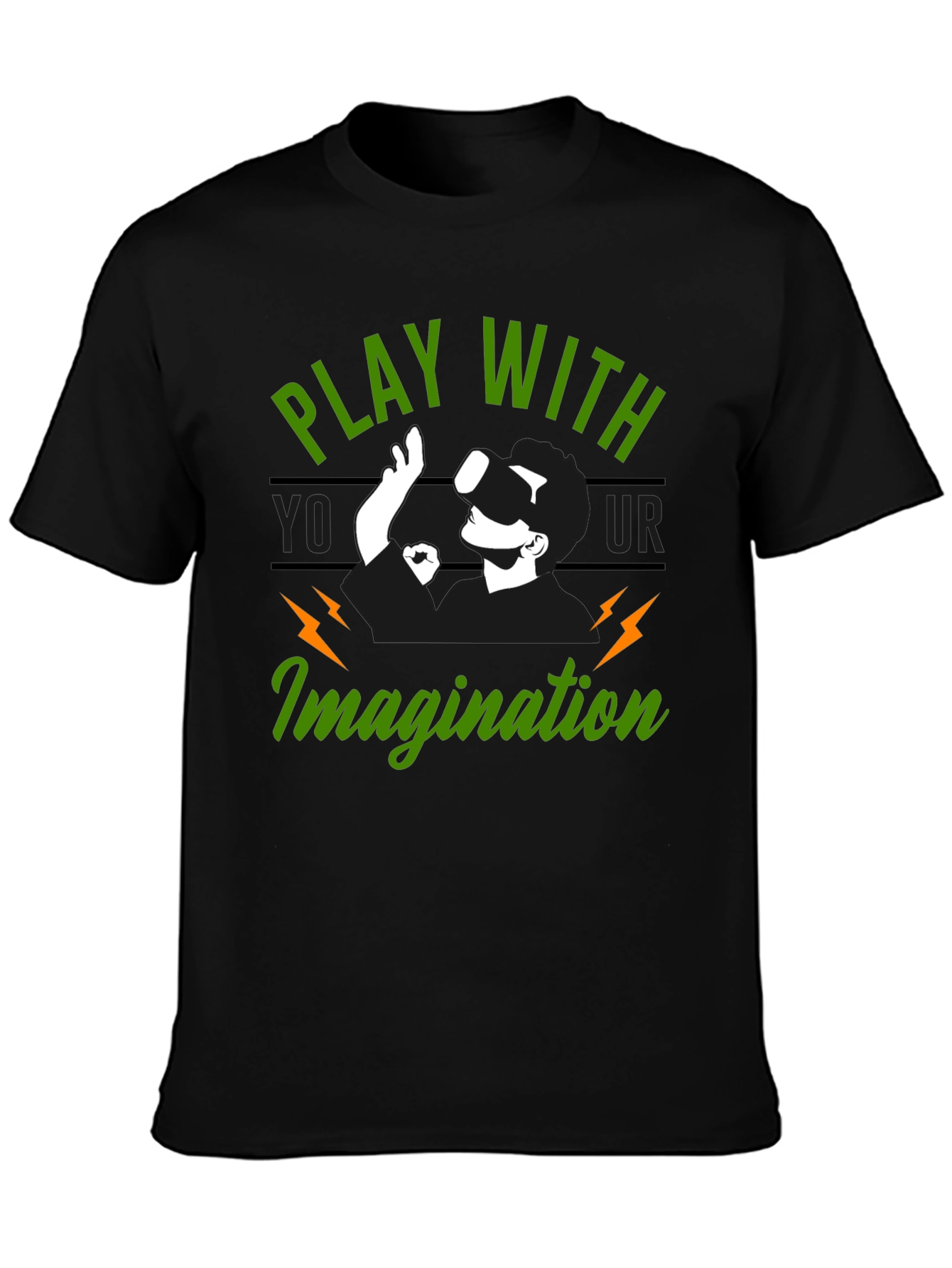 Play With Your Imagination Black Graphic T-Shirt