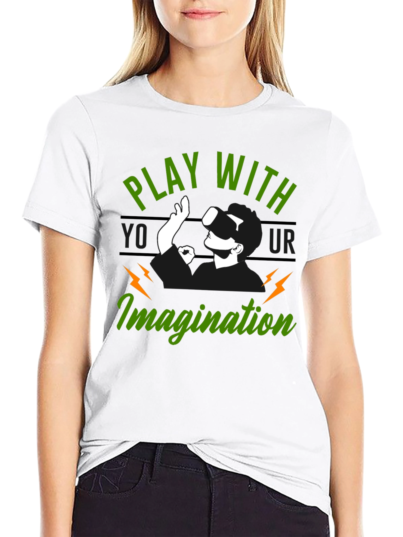 Play With Your Imagination Black Graphic T-Shirt