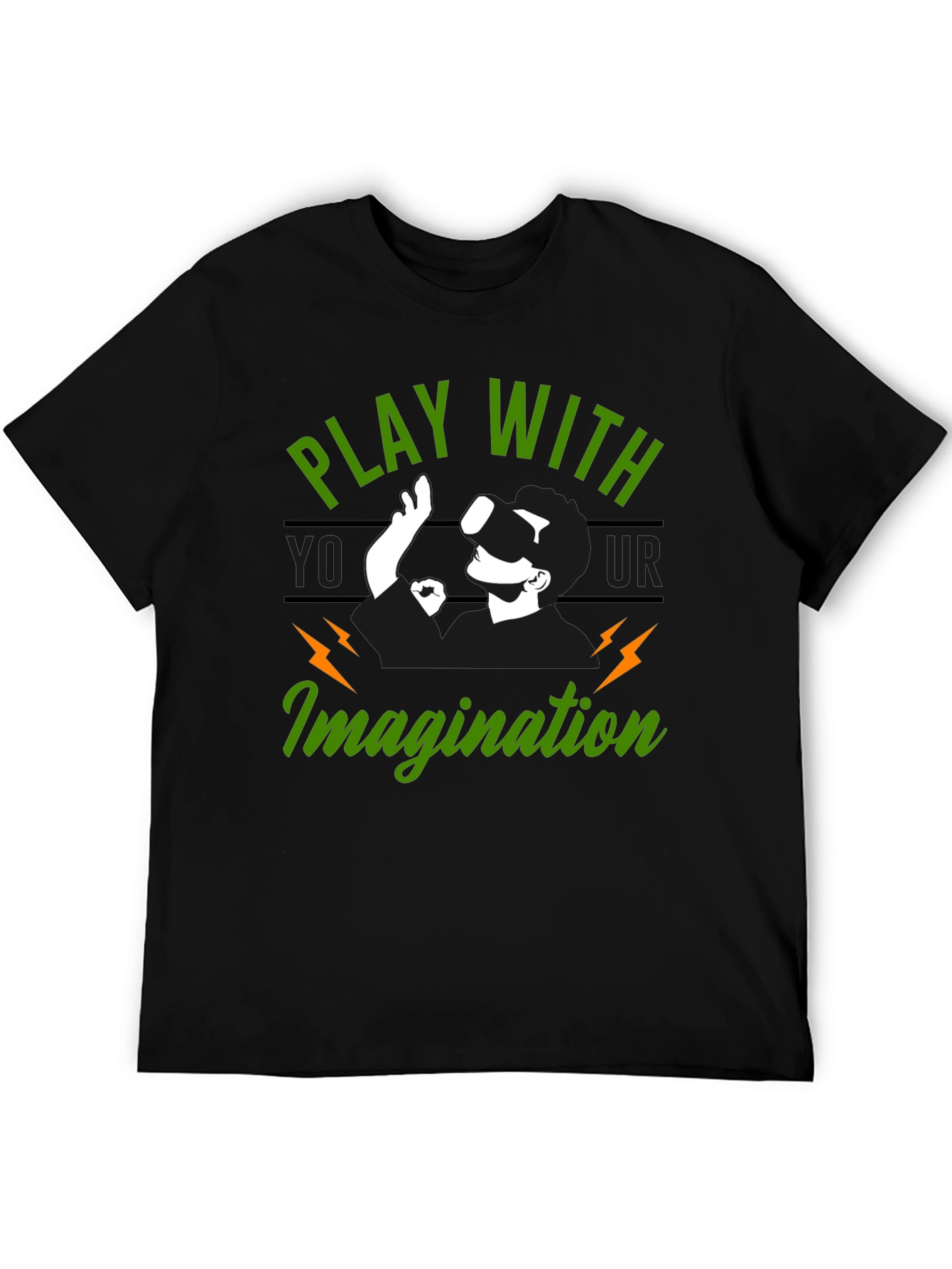 Play With Your Imagination Black Graphic T-Shirt