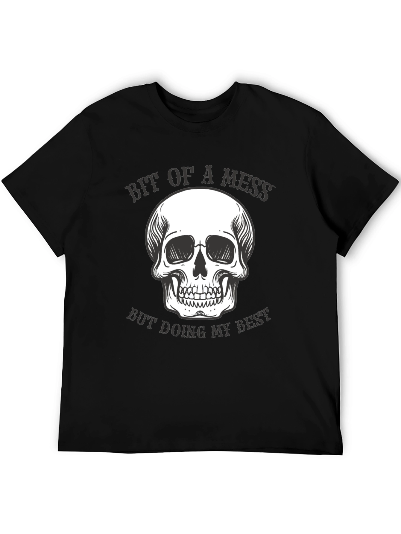 Bit of a Mess Skull Graphic T-Shirt