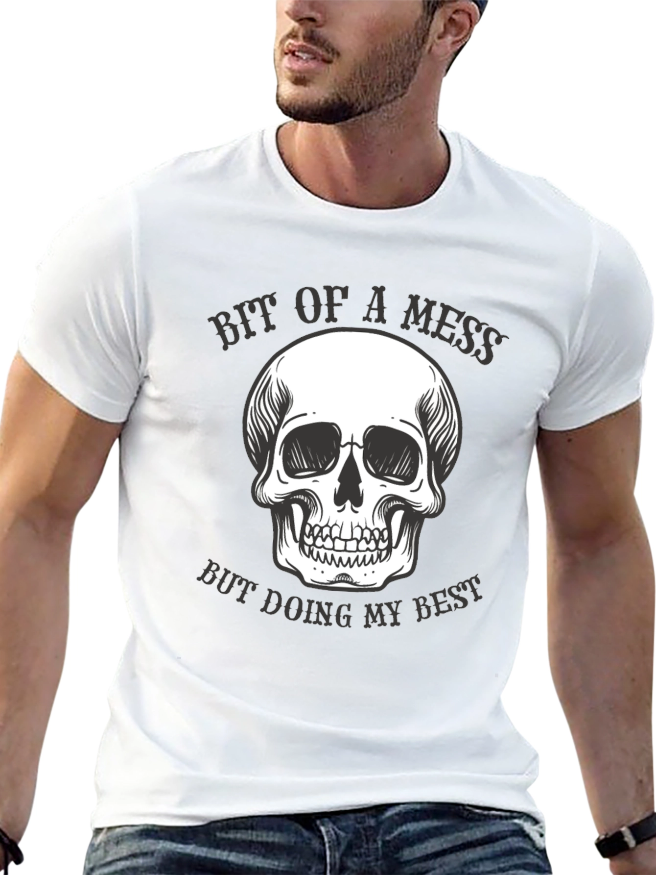 Bit of a Mess Skull Graphic T-Shirt