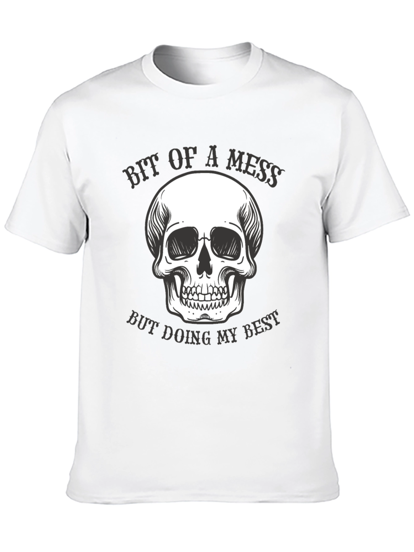 Bit of a Mess Skull Graphic T-Shirt
