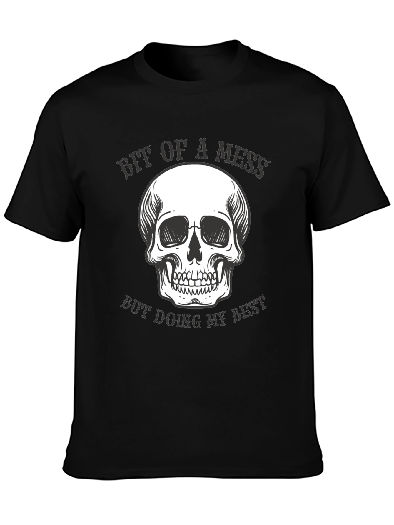 Bit of a Mess Skull Graphic T-Shirt