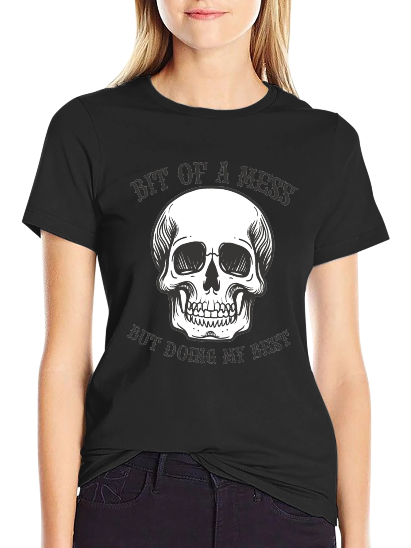 Bit of a Mess Skull Graphic T-Shirt