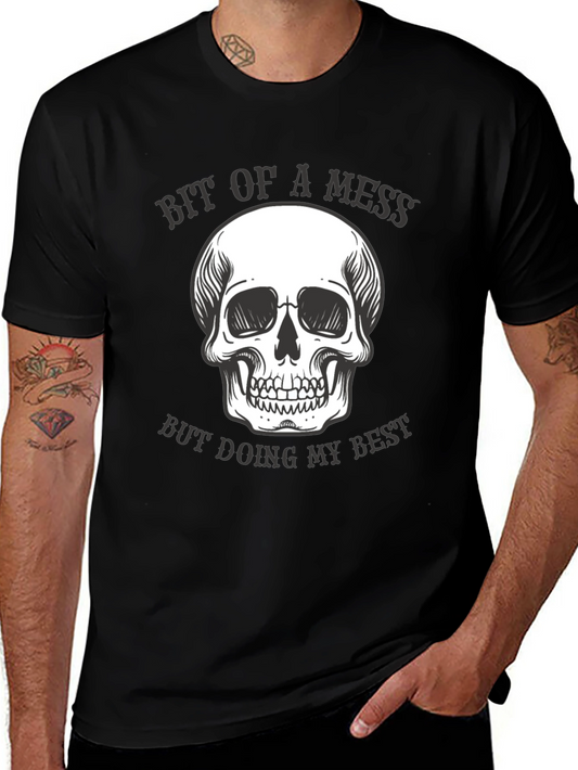 Bit of a Mess Skull Graphic T-Shirt