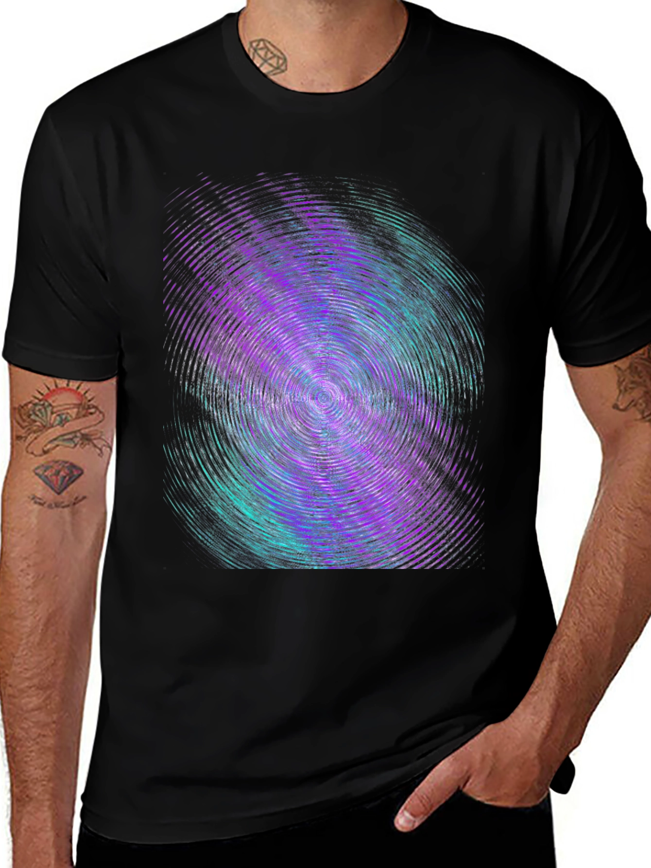 Abstract Swirl Graphic Tee - Black Cotton Comfort