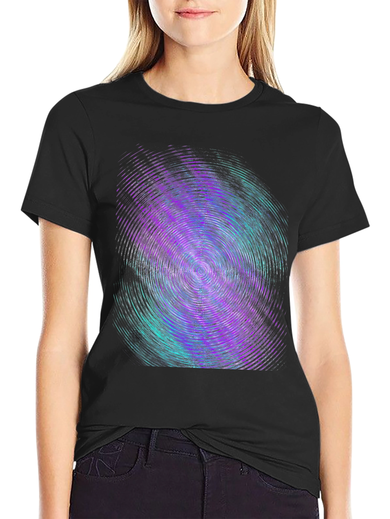 Abstract Swirl Graphic Tee - Black Cotton Comfort