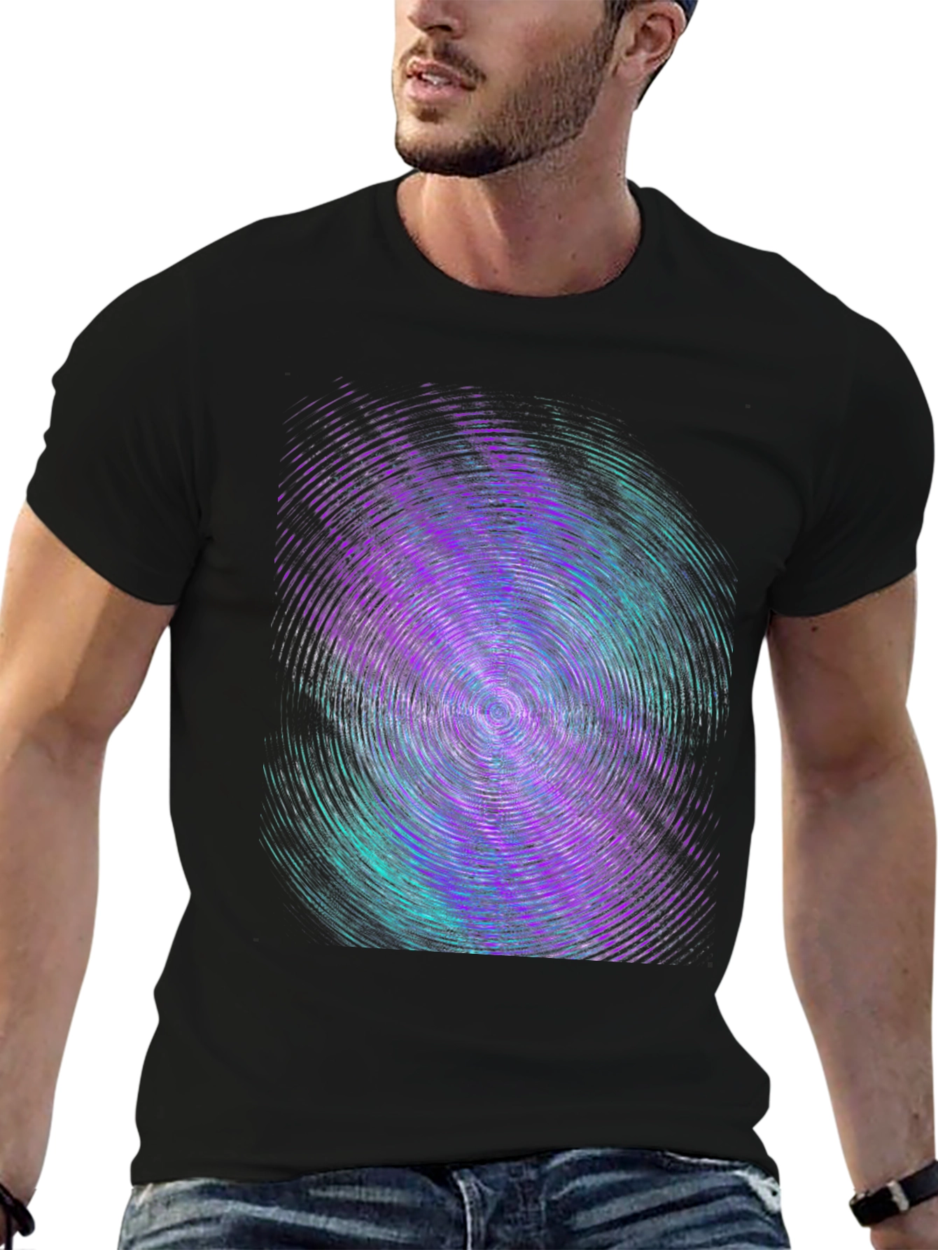Abstract Swirl Graphic Tee - Black Cotton Comfort