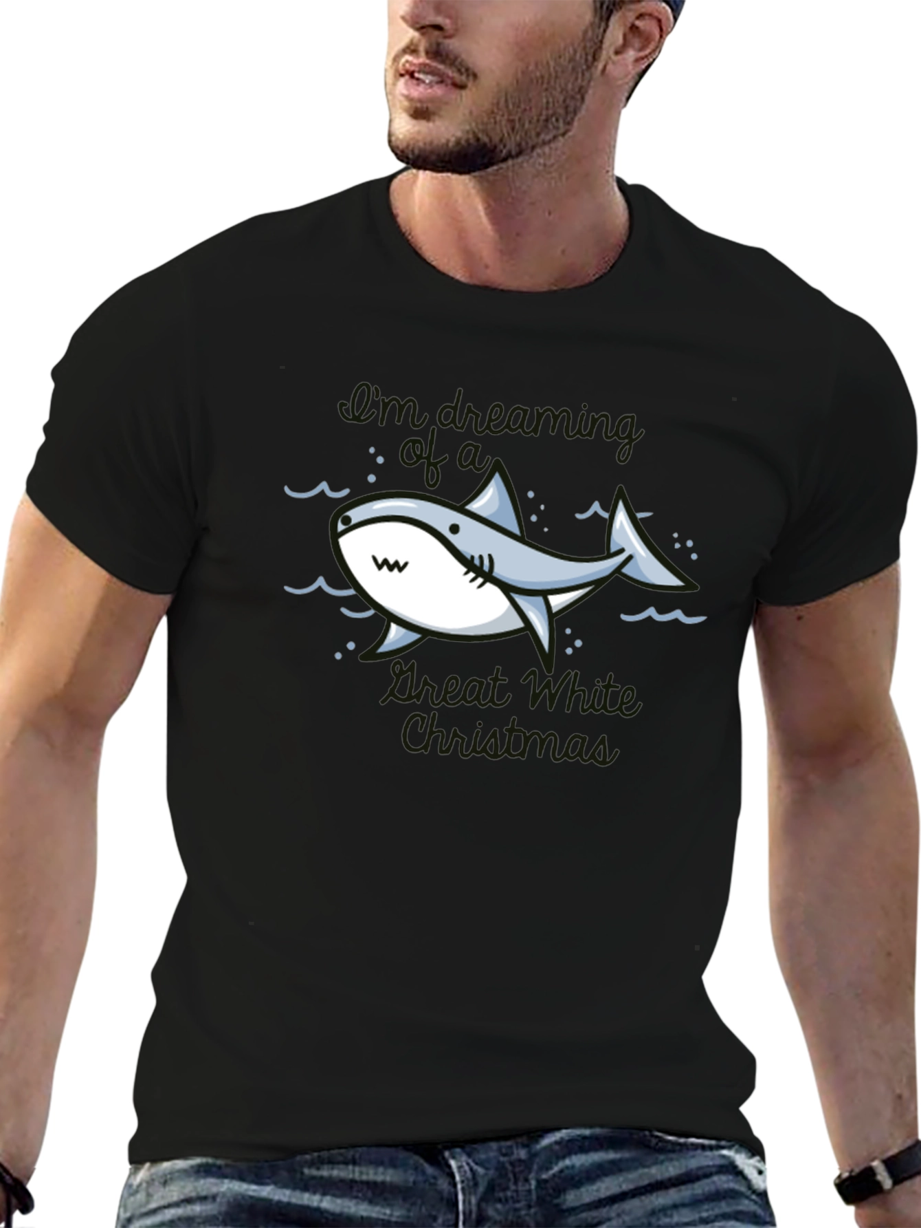 Cartoon Shark Graphic T-Shirt - Great White Pun