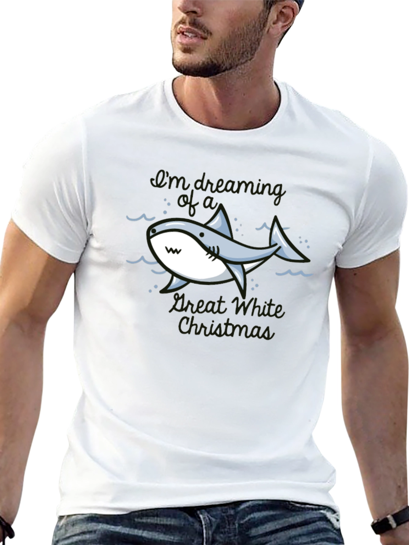 Cartoon Shark Graphic T-Shirt - Great White Pun