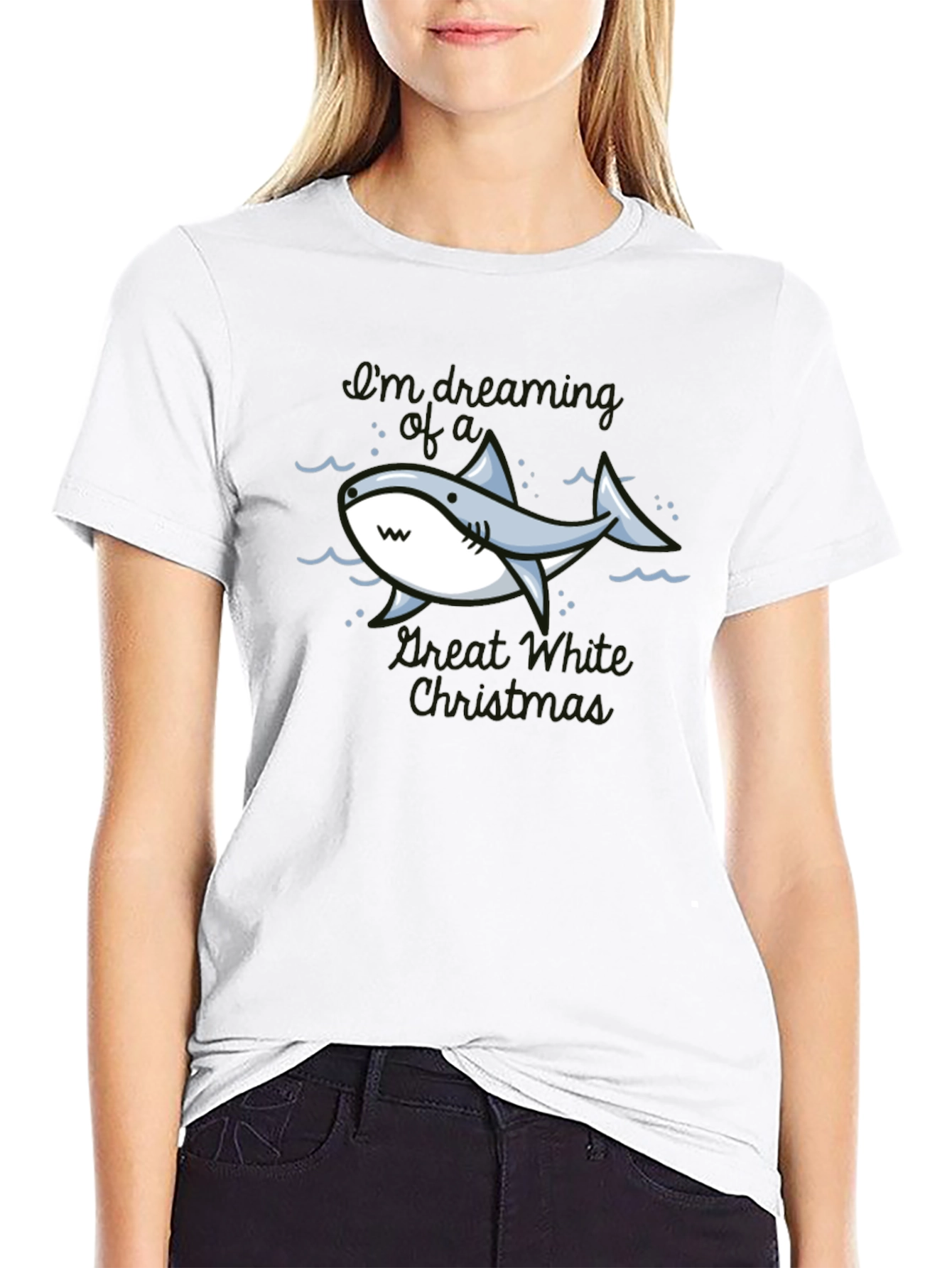 Cartoon Shark Graphic T-Shirt - Great White Pun