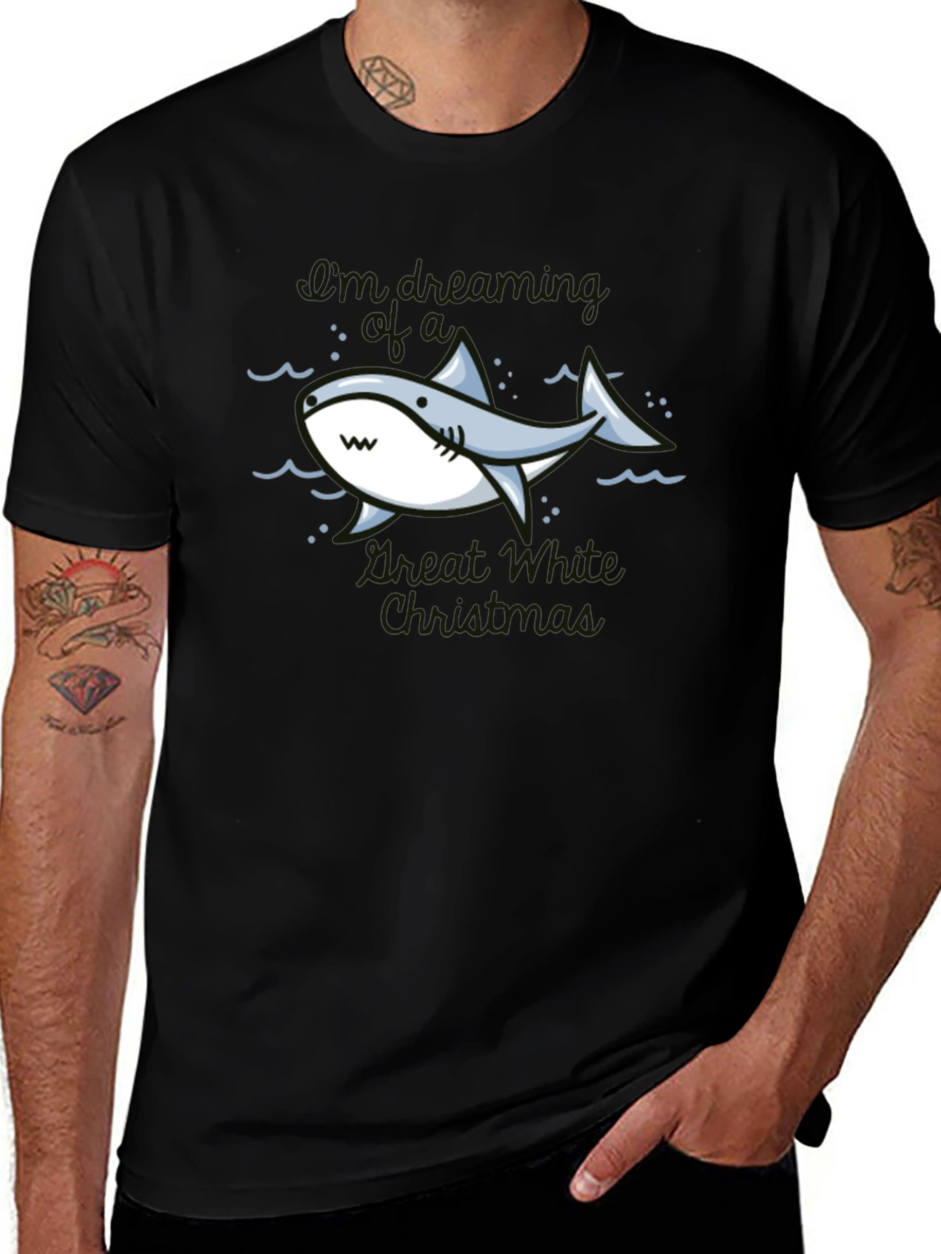 Cartoon Shark Graphic T-Shirt - Great White Pun