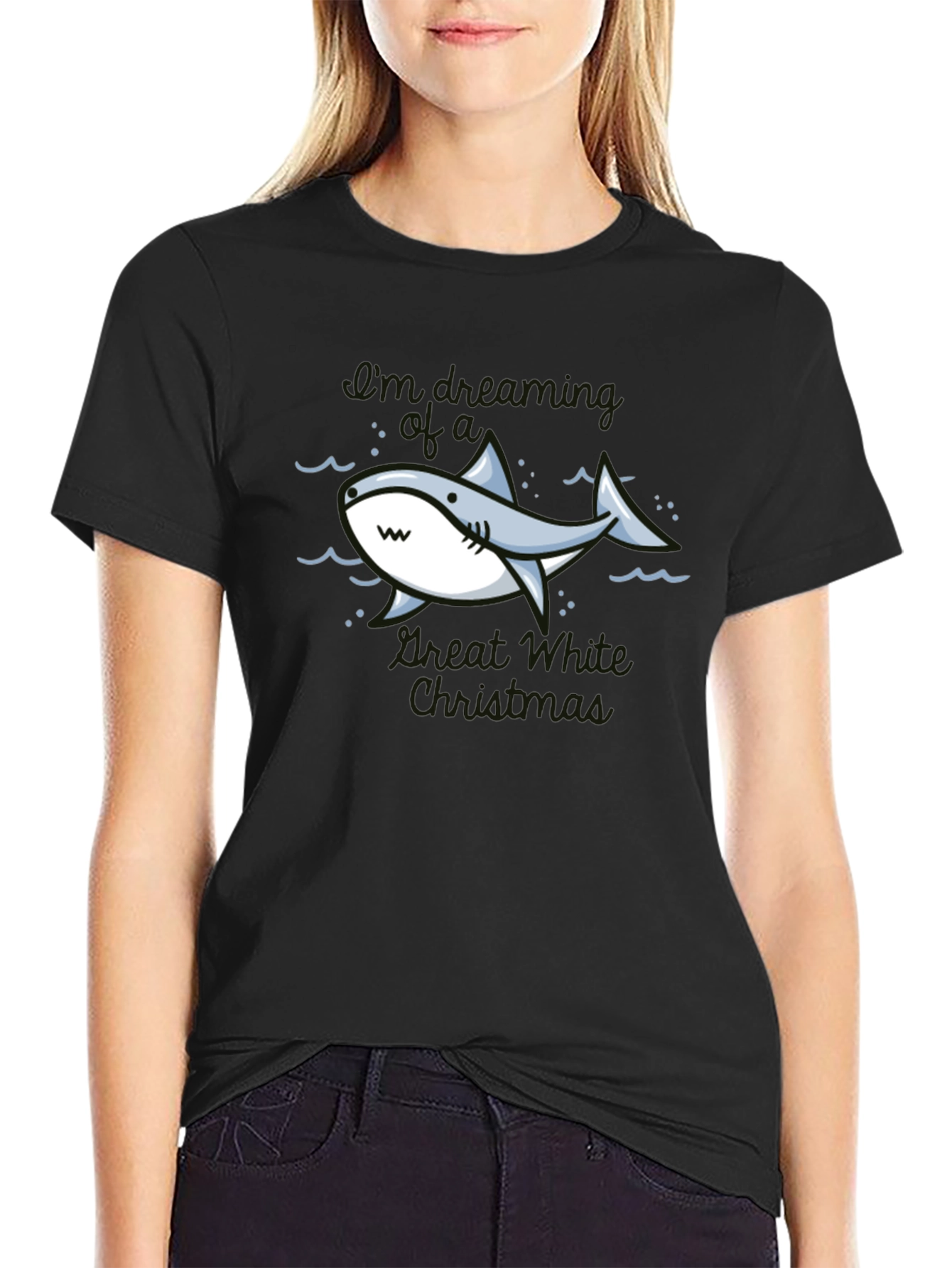 Cartoon Shark Graphic T-Shirt - Great White Pun