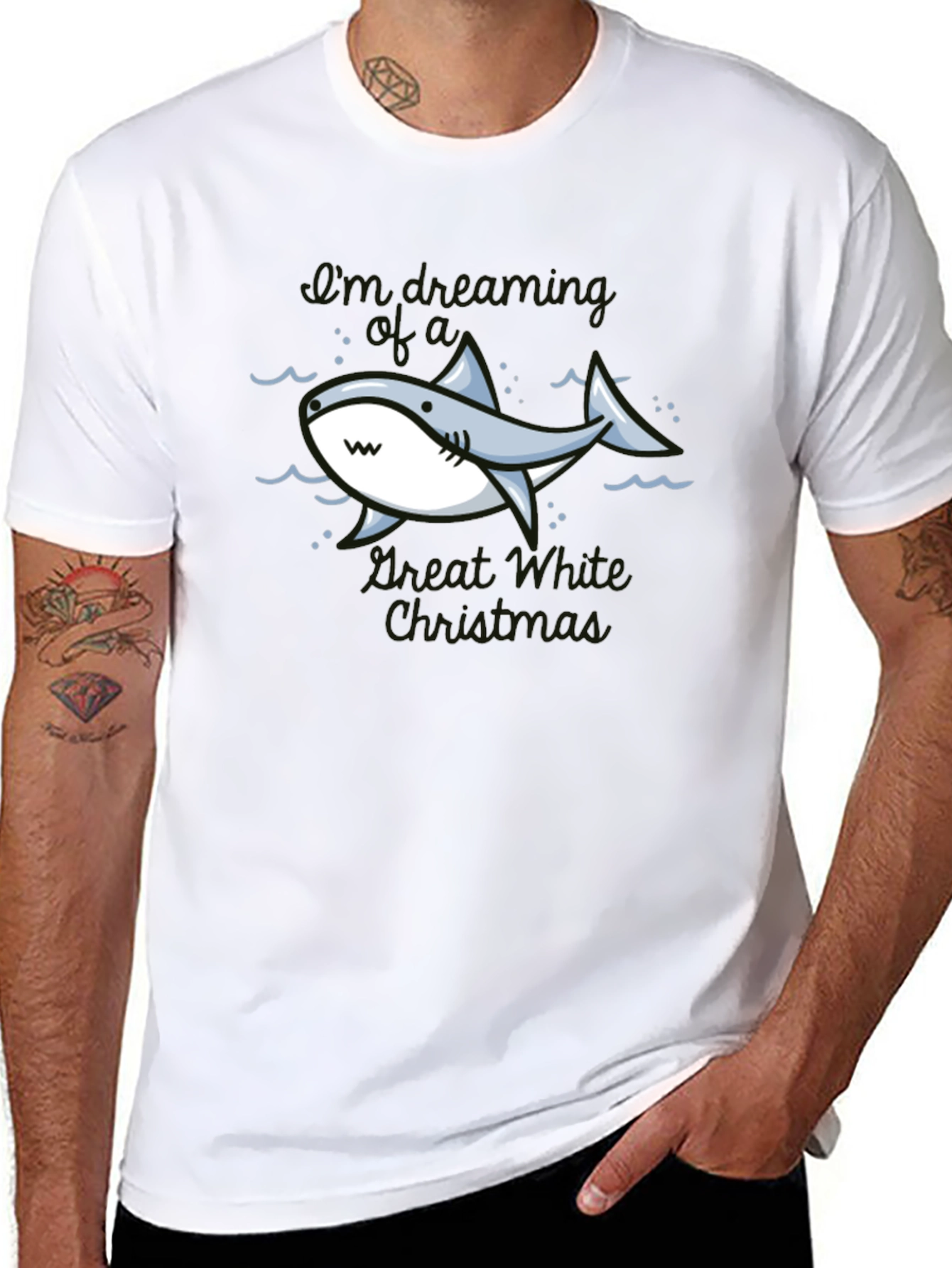 Cartoon Shark Graphic T-Shirt - Great White Pun