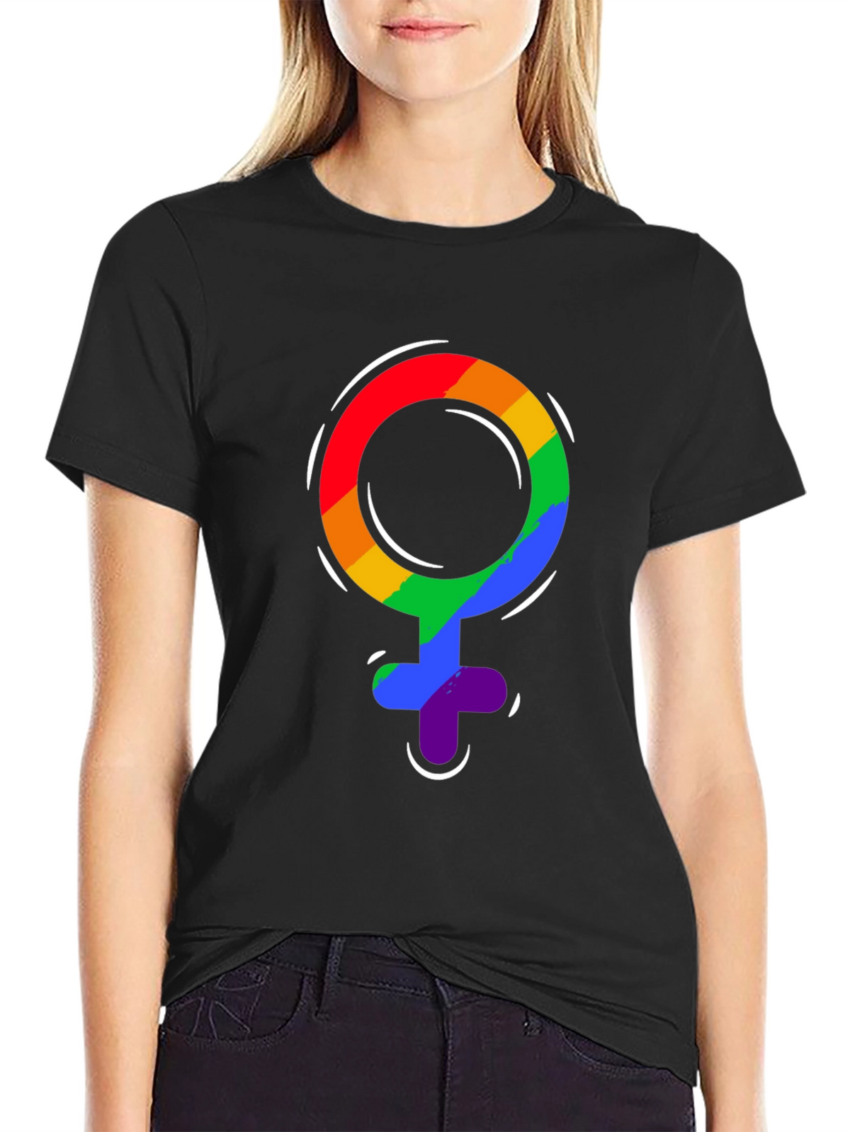 Pride Venus Symbol T-Shirt - LGBTQ+ Rainbow Design