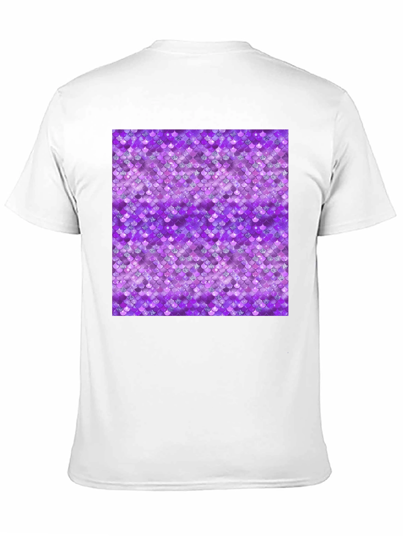 Purple Mermaid Scales Pattern Black T-Shirt