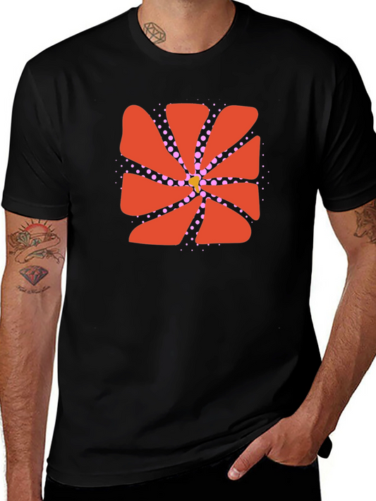 Abstract Flower Graphic Black Tee