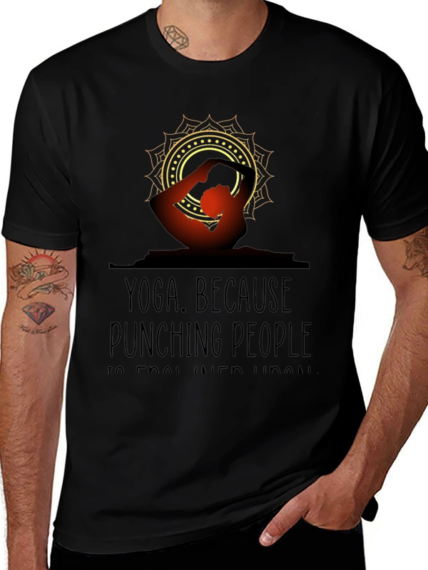 Yoga Because Punching People T-Shirt - Funny Fitness Tee
