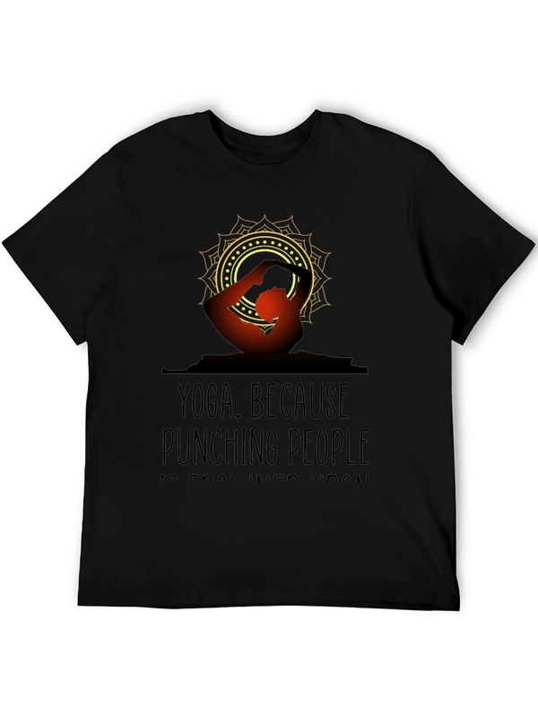 Yoga Because Punching People T-Shirt - Funny Fitness Tee