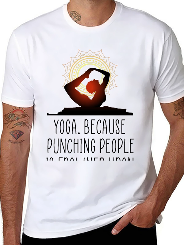 Yoga Because Punching People T-Shirt - Funny Fitness Tee