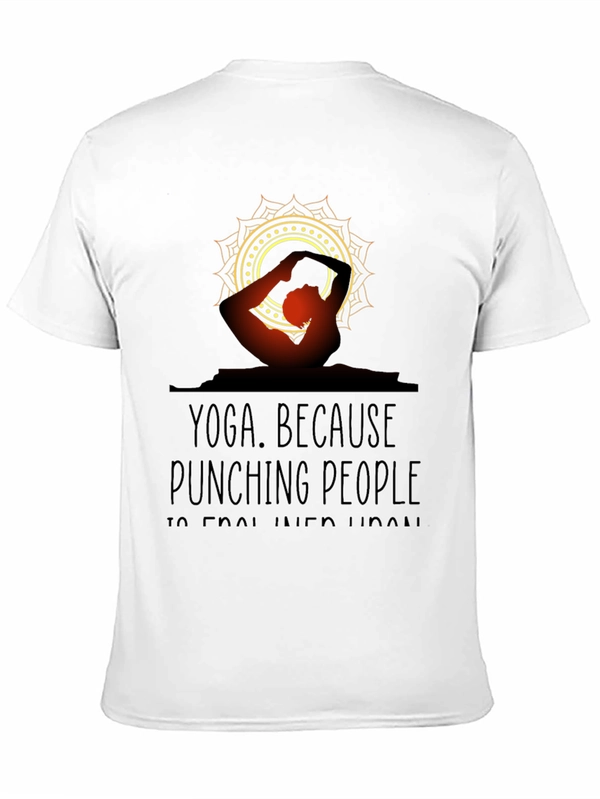 Yoga Because Punching People T-Shirt - Funny Fitness Tee